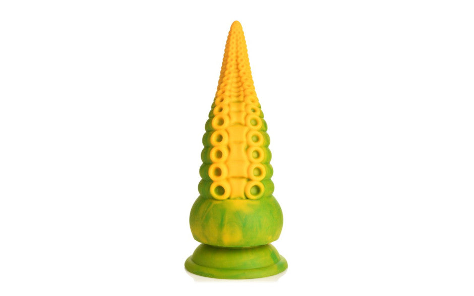 XR Brands Creature Cocks Monstropus 2.0 Vibrating Tentacled Monster Silicone Dildo Green / Yellow