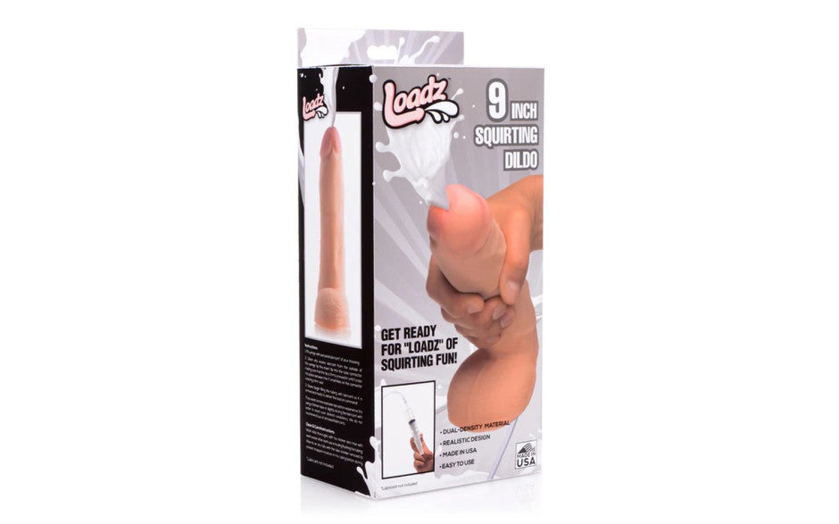 XR Brands Loadz Realistic Squirting Dildo With Syringe 9 Inch