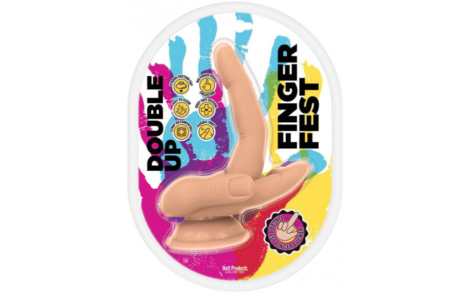 Hott Products Finger Fest Double Up Realistic Dildo Flesh