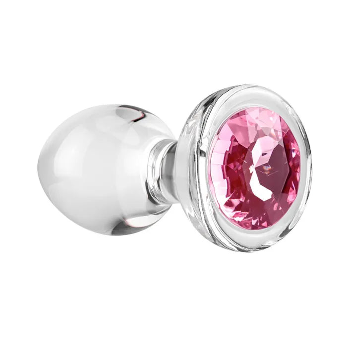 Adam & Eve PINK GEM GLASS Butt Plug With Pink Gem Base Medium 8.7cm Adam & Eve