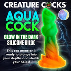 XR Brands Creature Cocks Aqua Cock Glow In Dark Fantasy Dildo 19.3cm Multi Coloured XR Brands