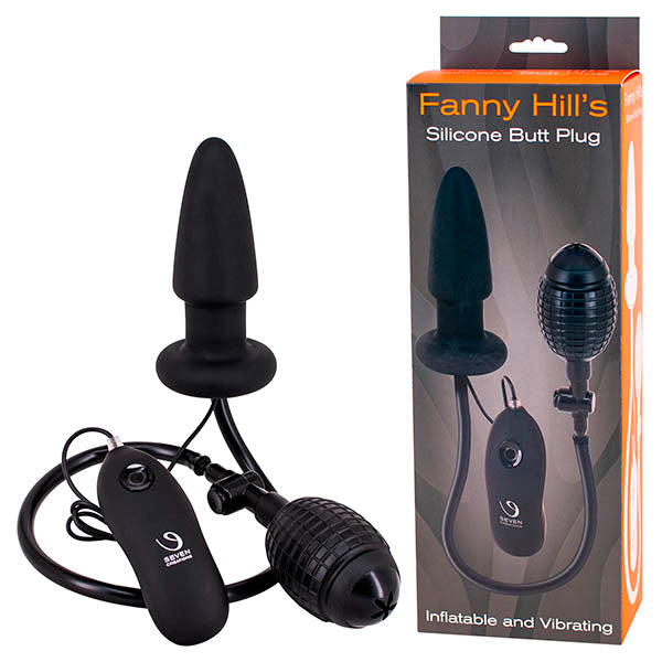 Seven Creations Fanny Hills Silicone Inflatable & Vibrating Butt Plug Black Seven Creations