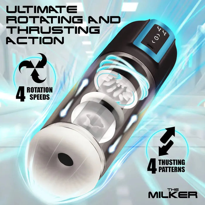 XR Brands LoveBotz The Milker Roto-Stroke USB Rechargeable Thrusting & Rotating Male Masturbator XR Brands