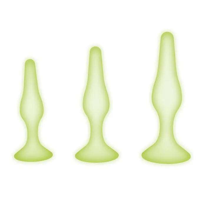 WhipSmart Glow In The Dark Anal Training Kit Dark Butt Plugs Set Of 3 Sizes WhipSmart