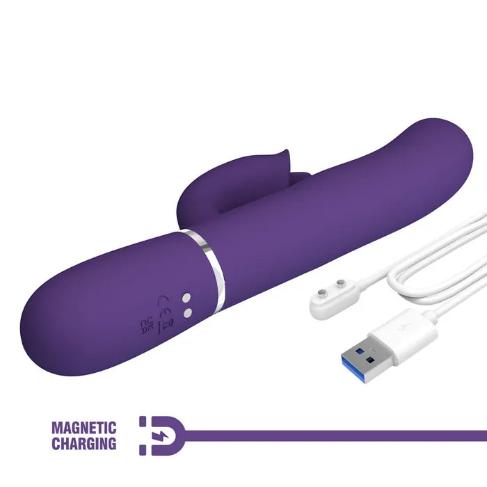 Party Up ALAN Dual Motor USB Rechargeable Vibrator With Licking Clit Stimulator & Thumping Shaft 22.8cm Party Up