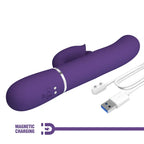 Party Up ALAN Dual Motor USB Rechargeable Vibrator With Licking Clit Stimulator & Thumping Shaft 22.8cm Party Up
