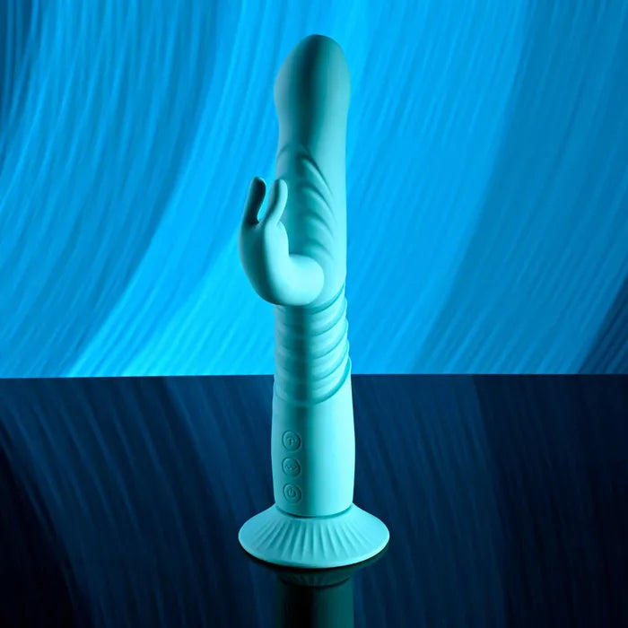 Evolved BUNNY HOP USB Rechargeable Thrusting Rabbit Vibrator With Suction Base 25.1cm Evolved