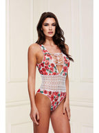 Baci White Floral & Lace Teddy