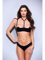 Baci 2 piece Sexy Quarter Cup Bra & G String Set Black