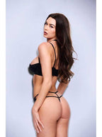 Baci 2 piece Sexy Quarter Cup Bra & G String Set Black