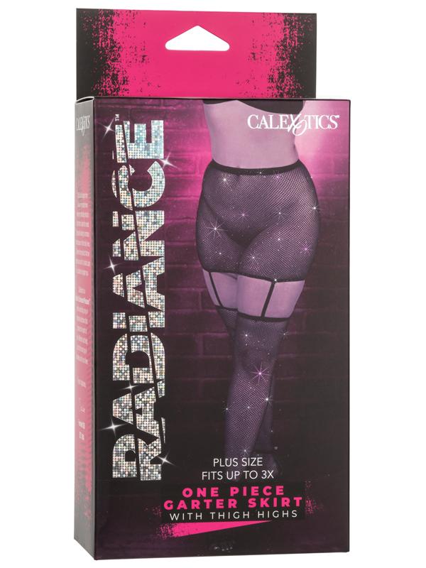 CalExotics Radiance One Piece Plus Size Garter Skirt With Thigh Highs