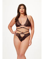 Seven Til Midnight Halter Bra & Criss Cross Panty Set One Size Queen 2 Piece