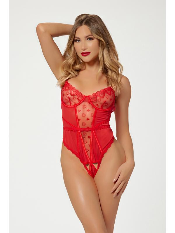 Seven Til Midnight Heart Mesh Teddy One Size