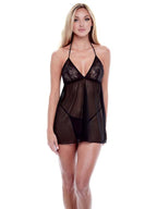Baci Eco Lace & Mesh Chemise Black