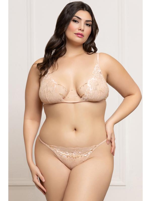 Seven Til Midnight Bra Set Champagne One Size QUEEN 2 Piece