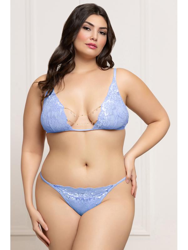 Seven Til Midnight Bra Set Periwinkle One Size QUEEN 2 Piece