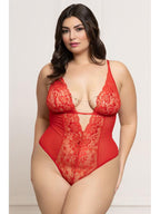 Seven Til Midnight Mesh Teddy With Open Crotch Red One Size QUEEN