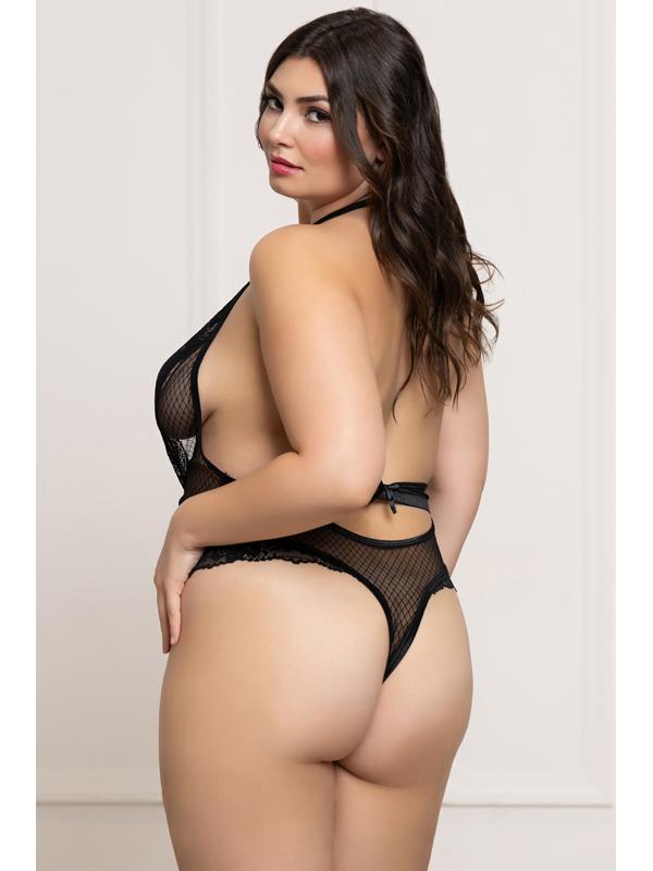 Seven Til Midnight Fence Mesh & Lace Teddy Black OSX