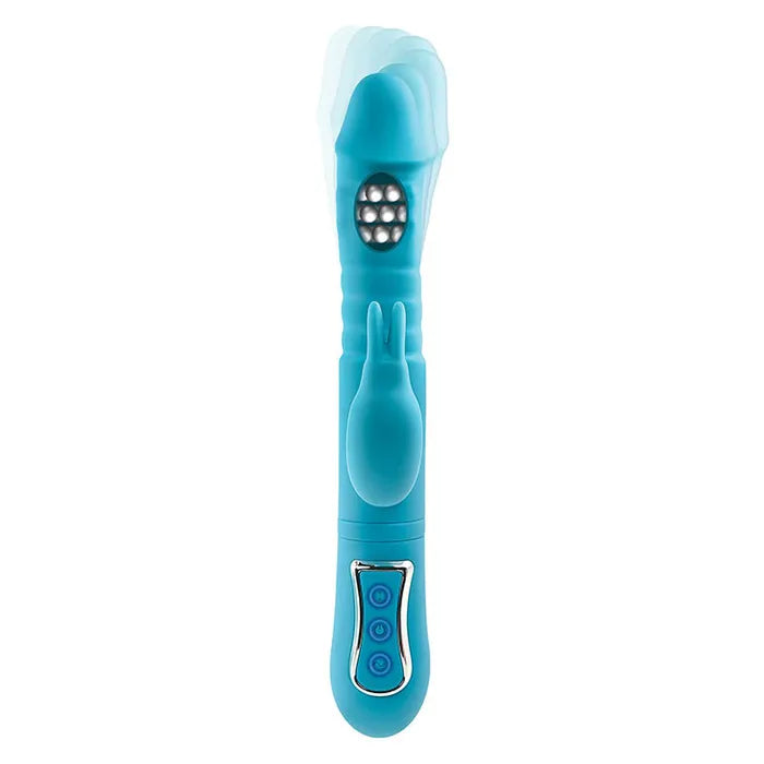 Adam & Eve THRUSTING TRIPLE JOY RABBIT USB Rechargeable Rabbit Vibrator With Anal Probe 25.4cm Adam & Eve