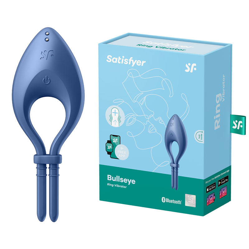 Satisfyer Bullseye Vibrating Adjustable Lasso Cock Ring Blue Satisfyer