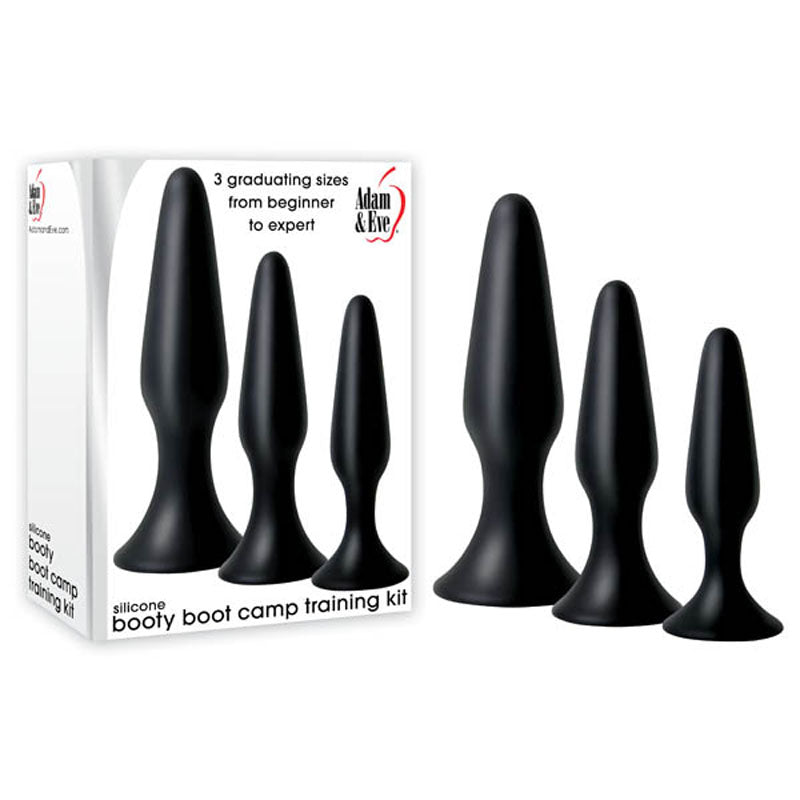 Adam & Eve Silicone Booty Boot Camp Training Kit Butt Plugs Set Of 3 Sizes Adam & Eve