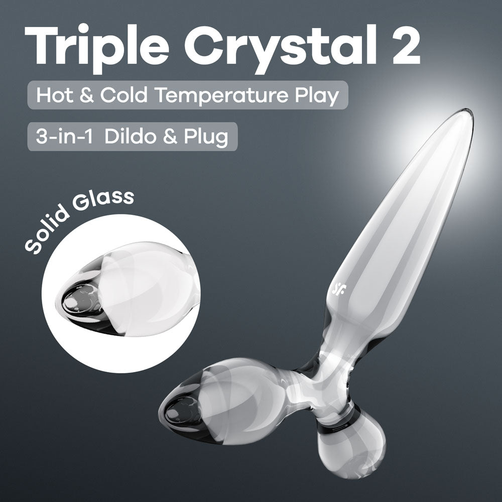 Satisfyer Triple Crystal 2 Glass 3 In 1 Butt Plug