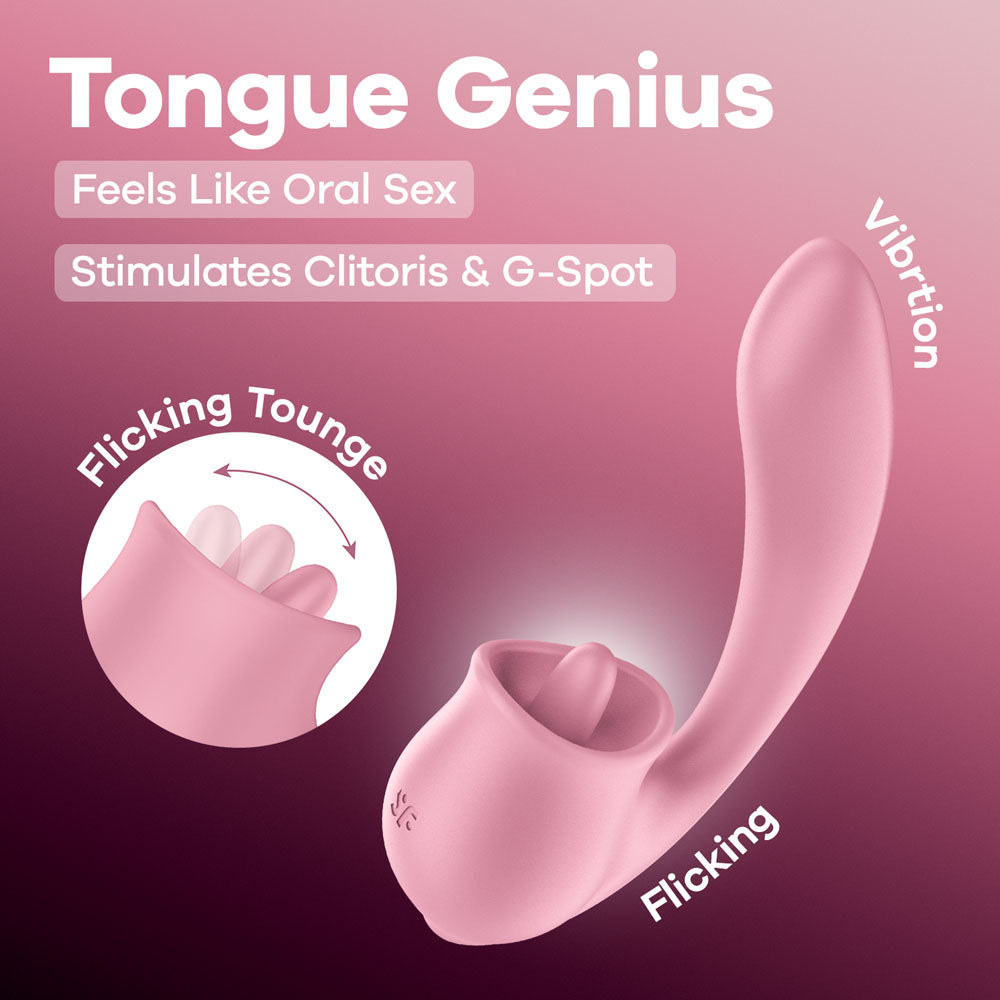 Satisfyer Tongue Genius USB Rechargeable Vibrator With Flicking Clit Stimulator Satisfyer