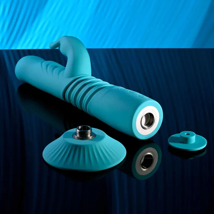 Evolved BUNNY HOP USB Rechargeable Thrusting Rabbit Vibrator With Suction Base 25.1cm Evolved