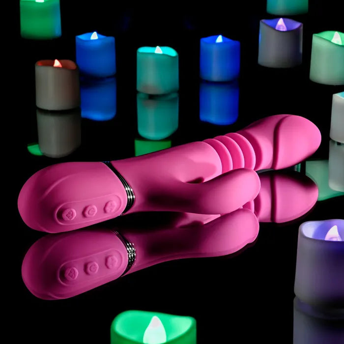 Evolved PINK DRAGON USB Rechargeable Thrusting Rabbit Vibrator 24.2cm Evolved