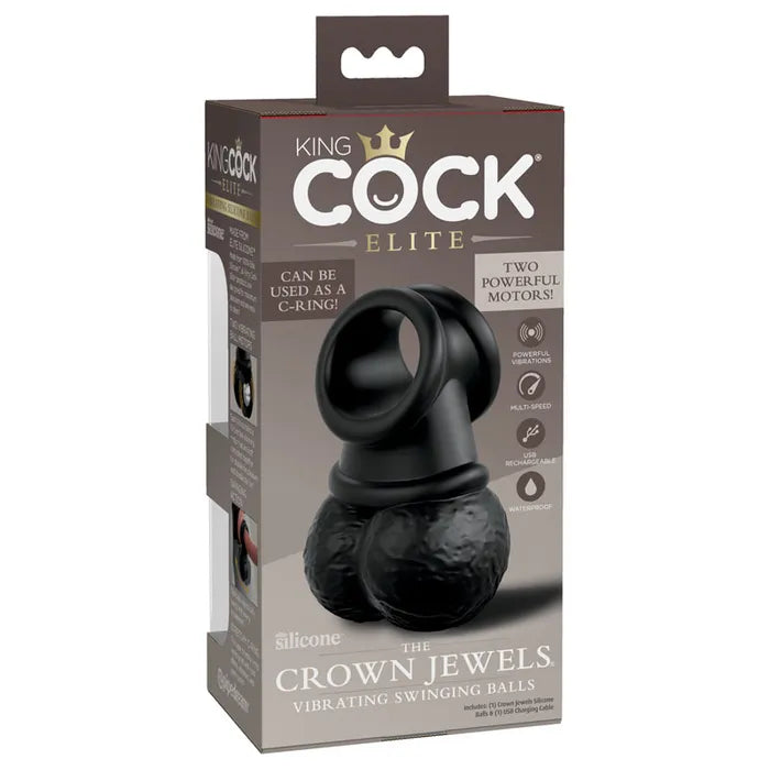 Pipedream King Cock Elite Swinging Silicone Balls Cock Ring Black Pipedream