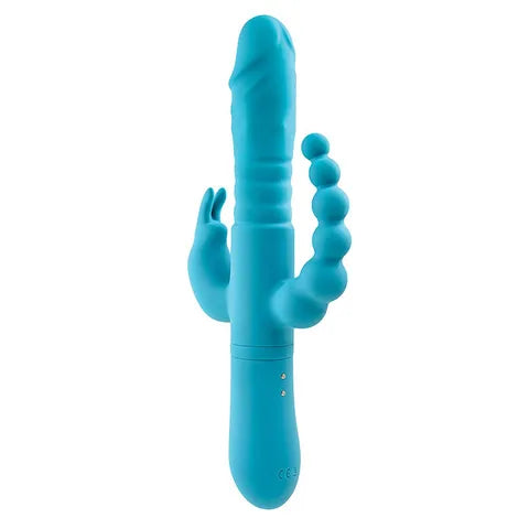 Adam & Eve THRUSTING TRIPLE JOY RABBIT USB Rechargeable Rabbit Vibrator With Anal Probe 25.4cm Adam & Eve