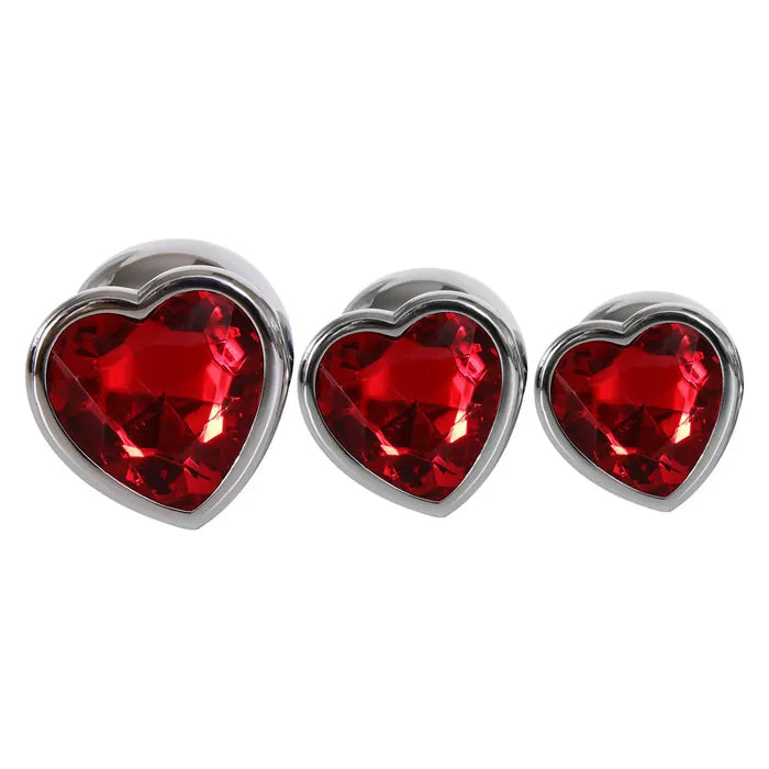 Adam & Eve Three Hearts Gem Anal Plug Set Butt Plugs With Gem Bases Set Of 3 Sizes Adam & Eve