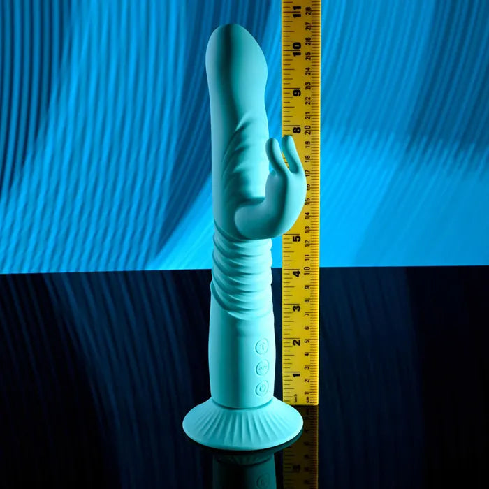 Evolved BUNNY HOP USB Rechargeable Thrusting Rabbit Vibrator With Suction Base 25.1cm Evolved