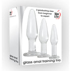 Adam & Eve Glass Anal Training Trio Glass Butt Plugs Set Of 3 Sizes Clear Adam & Eve