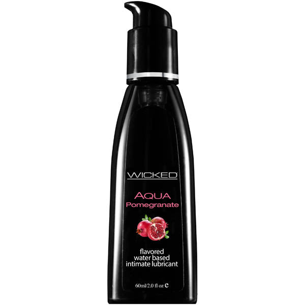 Wicked Aqua Pomegranate Flavoured Water Based Lubricant 2 Oz Bottle Wicked