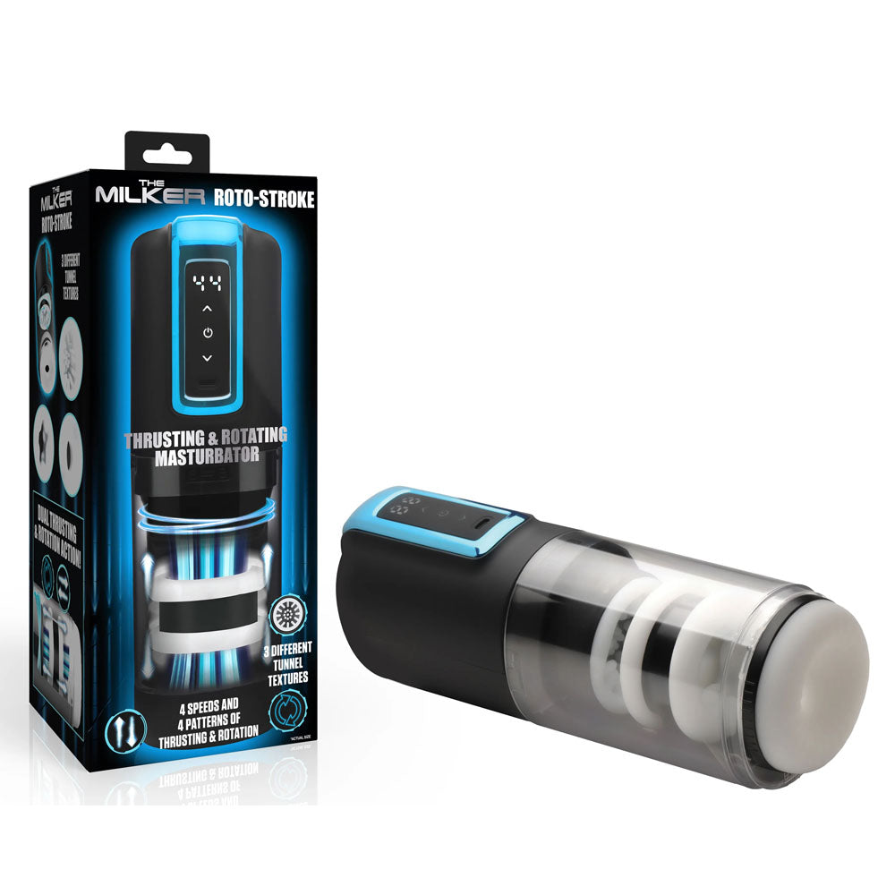 XR Brands LoveBotz The Milker Roto-Stroke USB Rechargeable Thrusting & Rotating Male Masturbator XR Brands