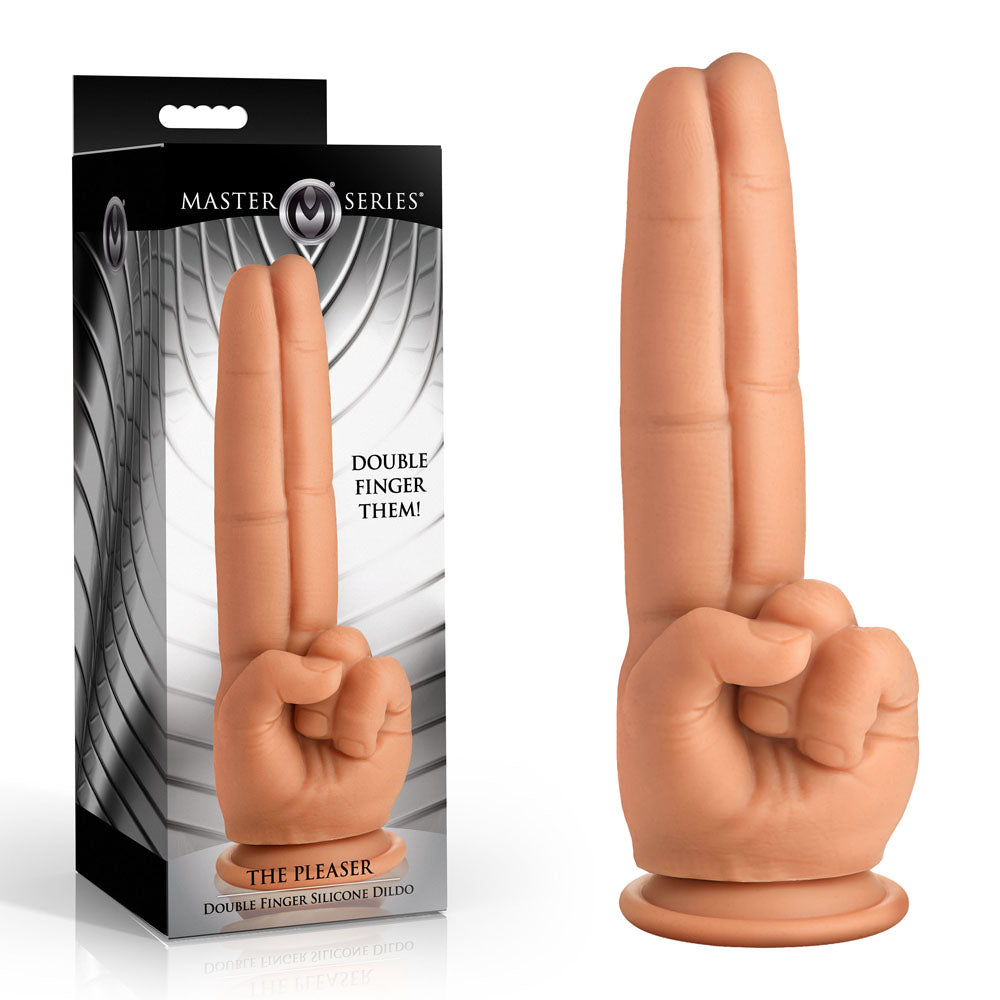 XR Brands Master Series The Pleaser Double Finger Dildo 23.6cm Flesh