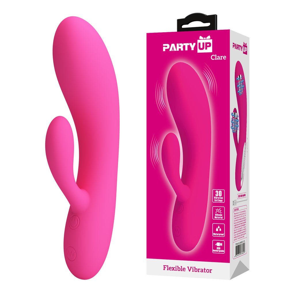 Party Up CLARE Flexible Vibe USB Rechargeable Rabbit Vibrator 16.9cm Party Up
