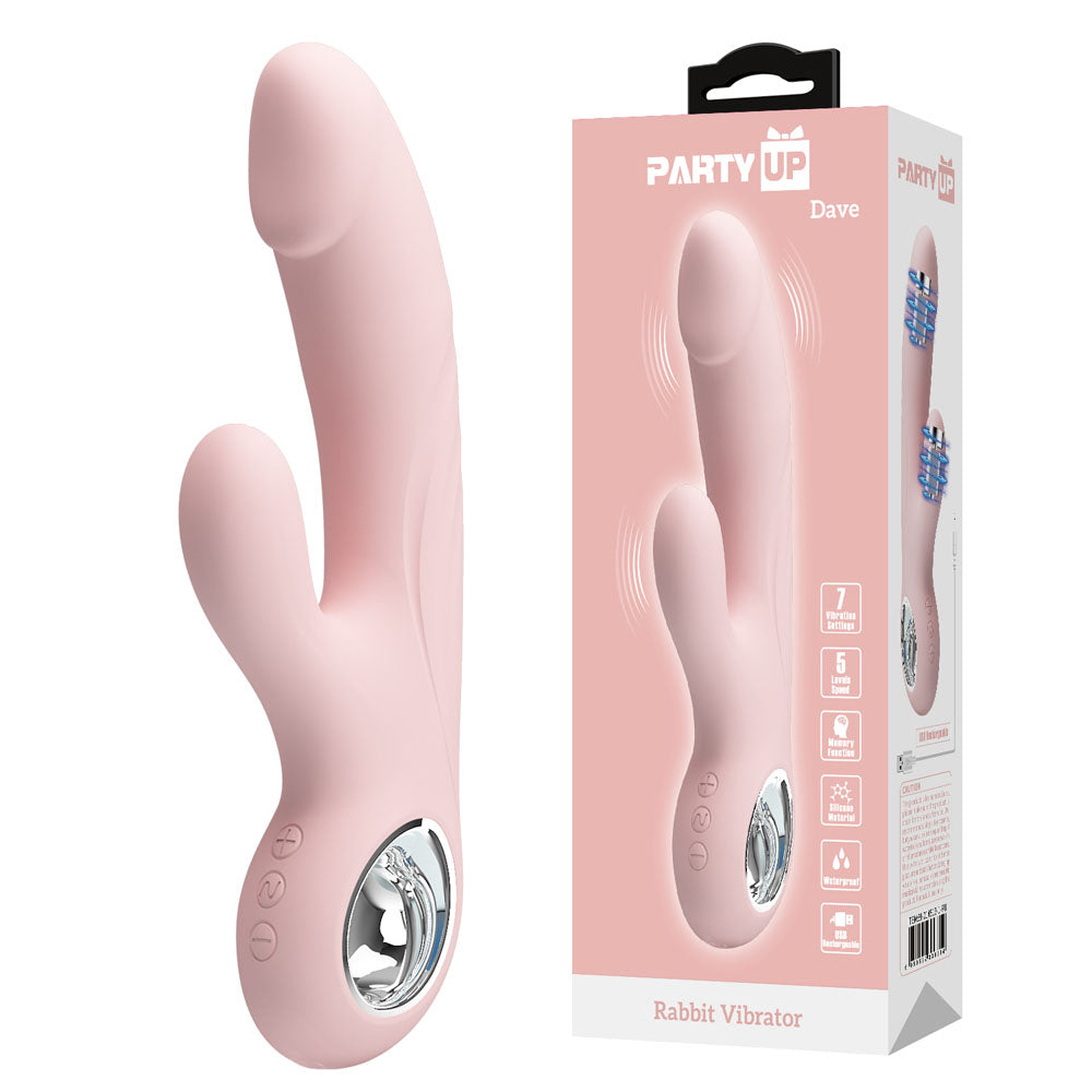 Party Up DAVE Rabbit Vibe USB Rechargeable Rabbit Vibrator 19cm Party Up