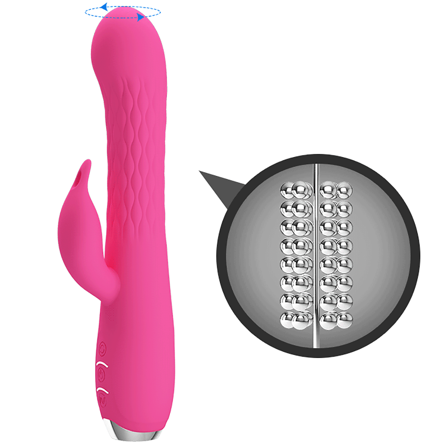 Party Up ERIC Rotating Beads Vibrator USB Rechargeable Rabbit Vibrator with Rotating Bead Shaft 20.5cm Party Up