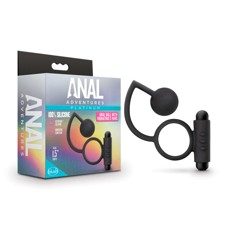 Blush Novelties Anal Adventures Platinum Anal Ball & Vibrating Cock Ring With Anal Ball Black Blush Novelties