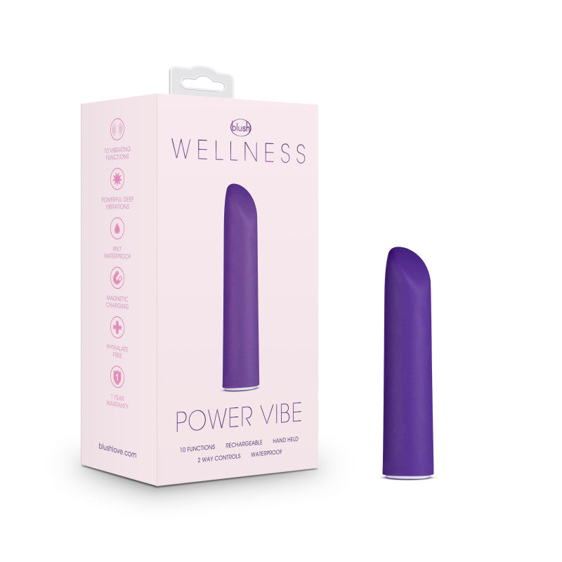 Blush Novelties Wellness Power Vibe USB Rechargeable Bullet Vibrator Purple Blush Novelties