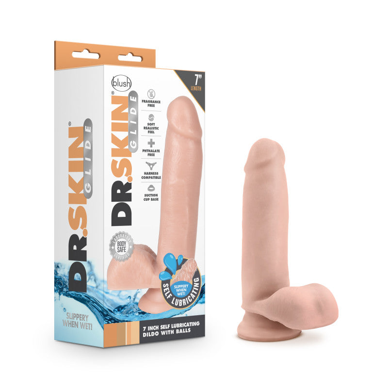 Blush Novelties Dr Skin Glide Self Lubricating Dildo 7 Inch Flesh Blush Novelties