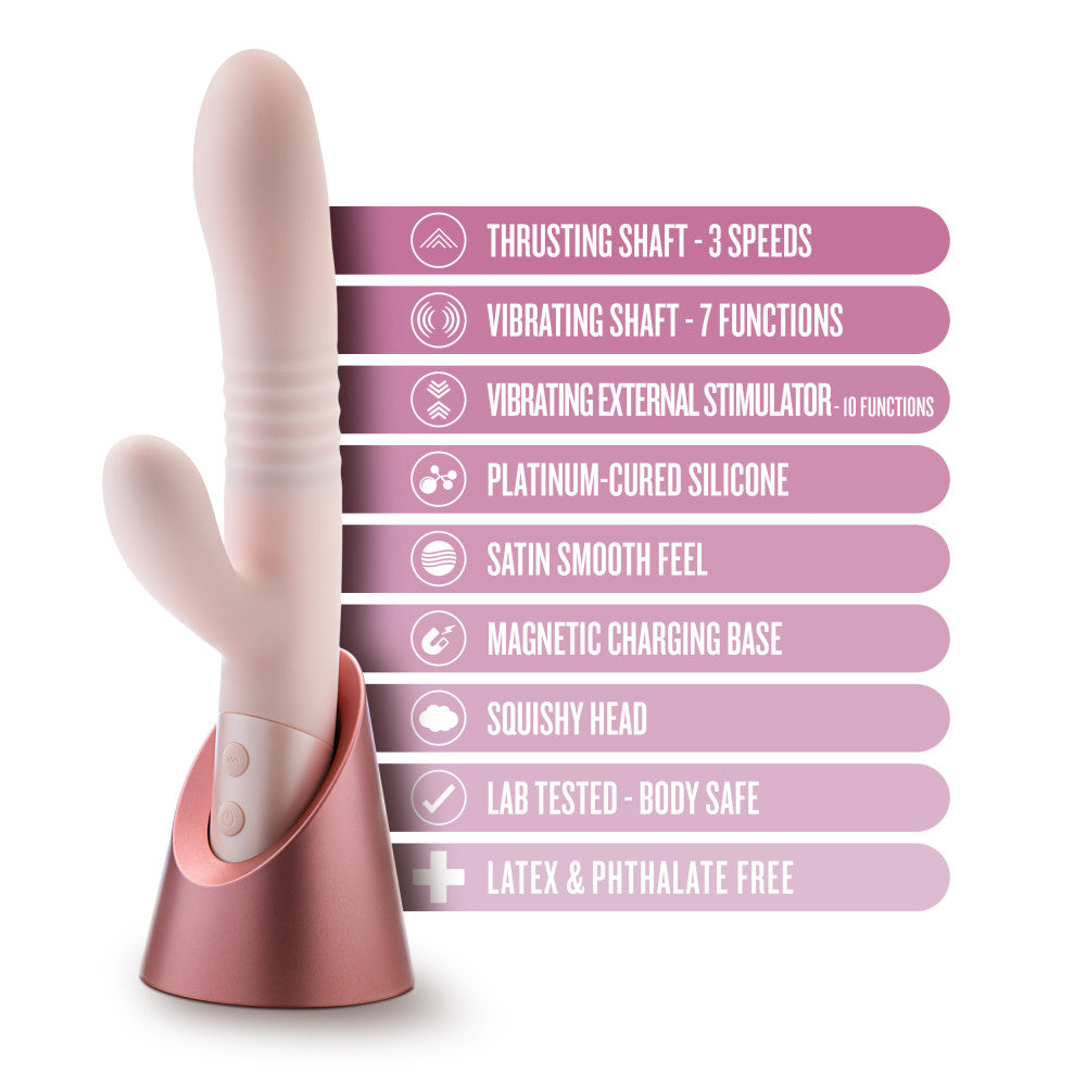 Blush Novelties Fraya USB Rechargeable Thrusting Rabbit Vibrator 24.1cm Blush Novelties