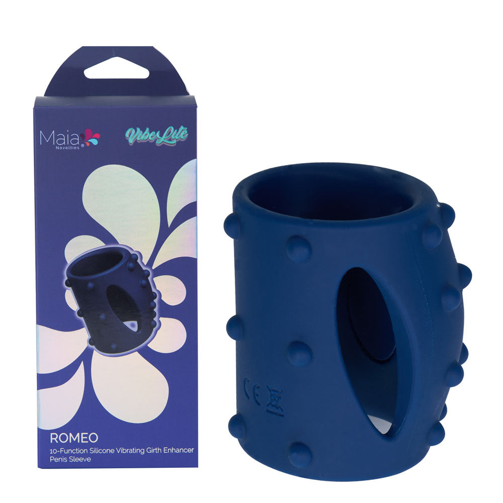 Maia ROMEO USB Rechargeable Vibrating Girth Enhancer Sleeve Blue