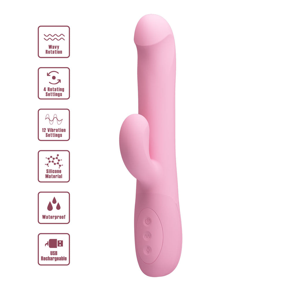 Party Up DEAN Wavy Rotation Vibe USB Rechargeable Rotating Rabbit Vibrator 23.8cm Party Up