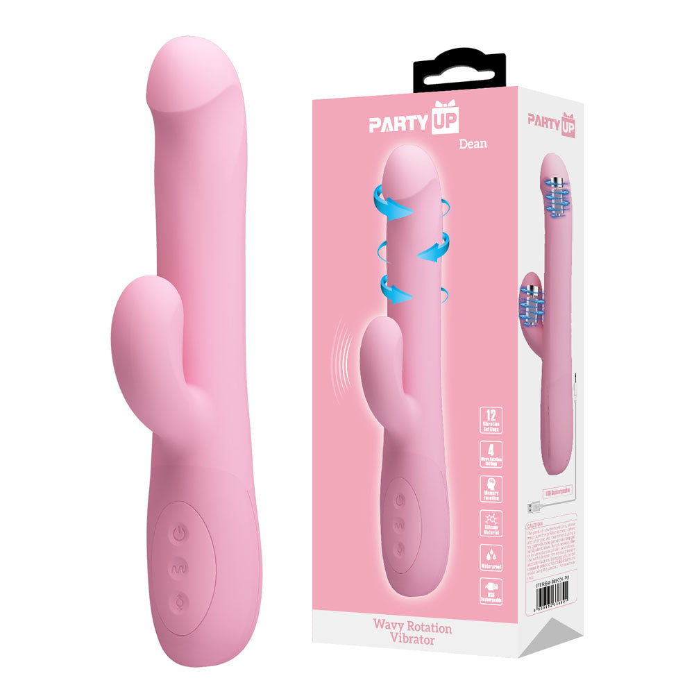 Party Up DEAN Wavy Rotation Vibe USB Rechargeable Rotating Rabbit Vibrator 23.8cm Party Up