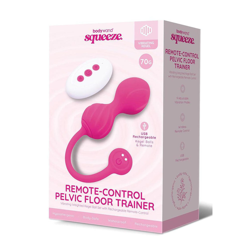 Bodywand Squeeze Pelvic Floor Trainer USB Rechargeable Weighted Kegel Balls With Remote Pink Bodywand