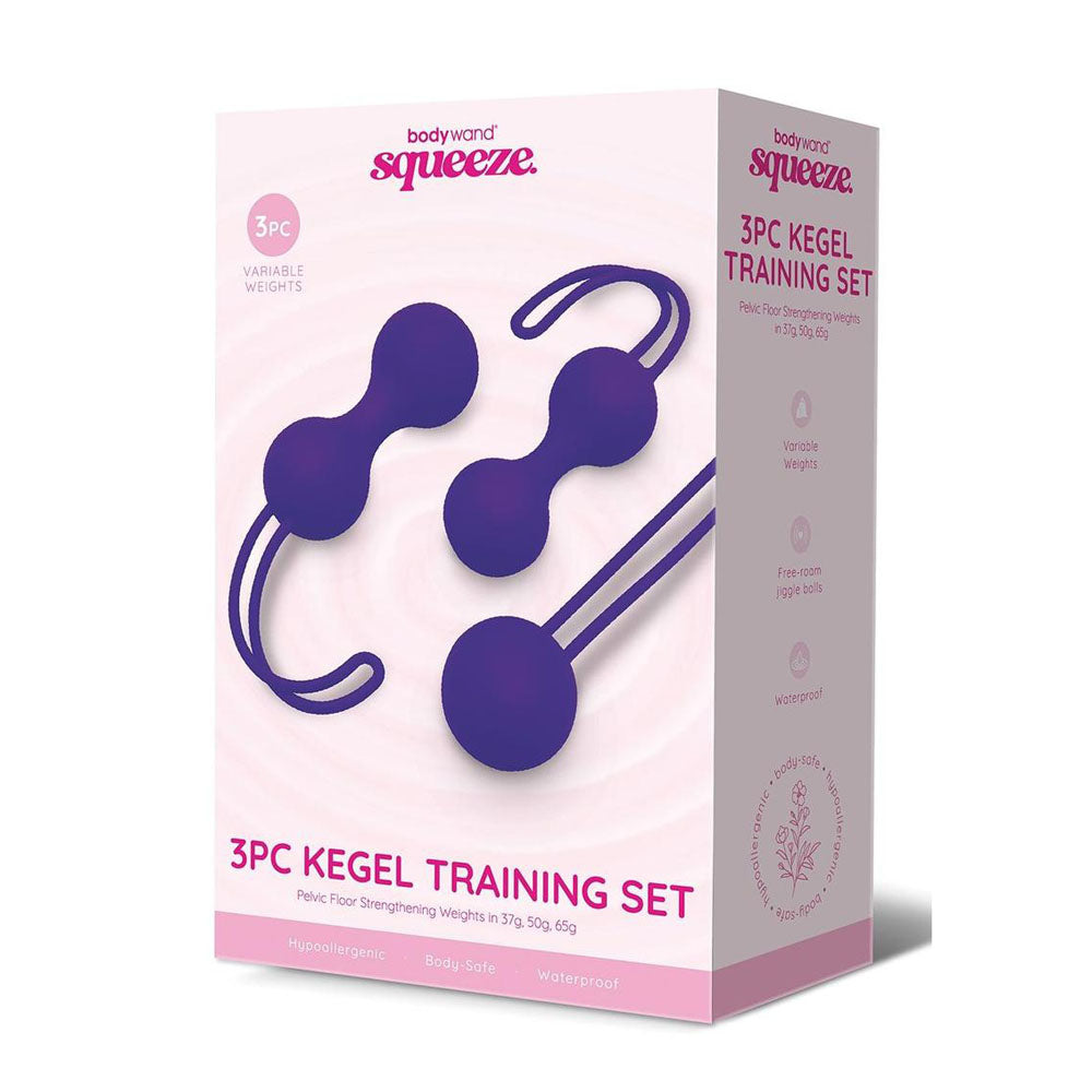 Bodywand Squeeze Kegel Training Weighted Kegel Ball Set 3 Piece Kit Purple Bodywand