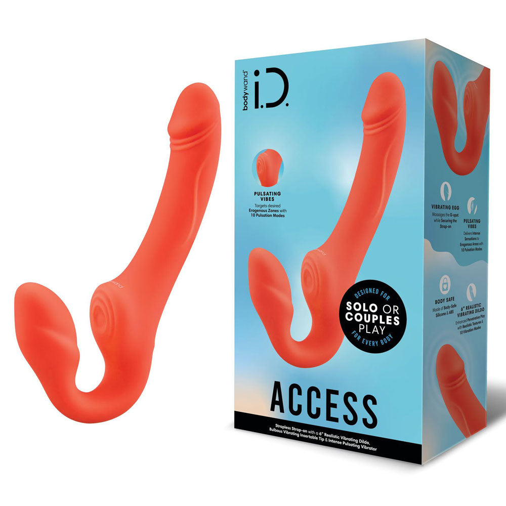 Bodywand ID Access Strapless Strap-On - Orange 15.2 cm USB Rechargeable Strapless Strap-On Bodywand